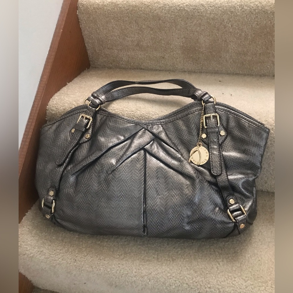 Gianni Bini Large Metallic Handbag with Gold-tone Hardware